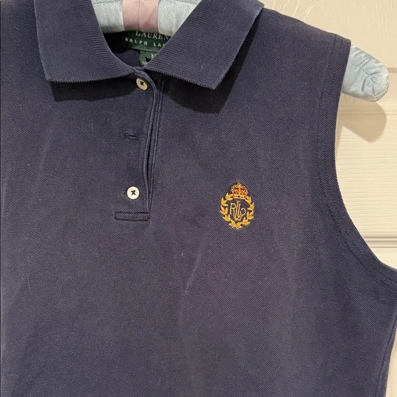 Ralph Lauren Navy Sleeveless Top with Emblem - Picture 3 of 3